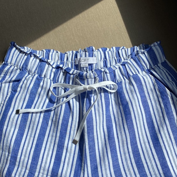 LOFT Blue White Striped Linen Pants NEW XS - Picture 5 of 5